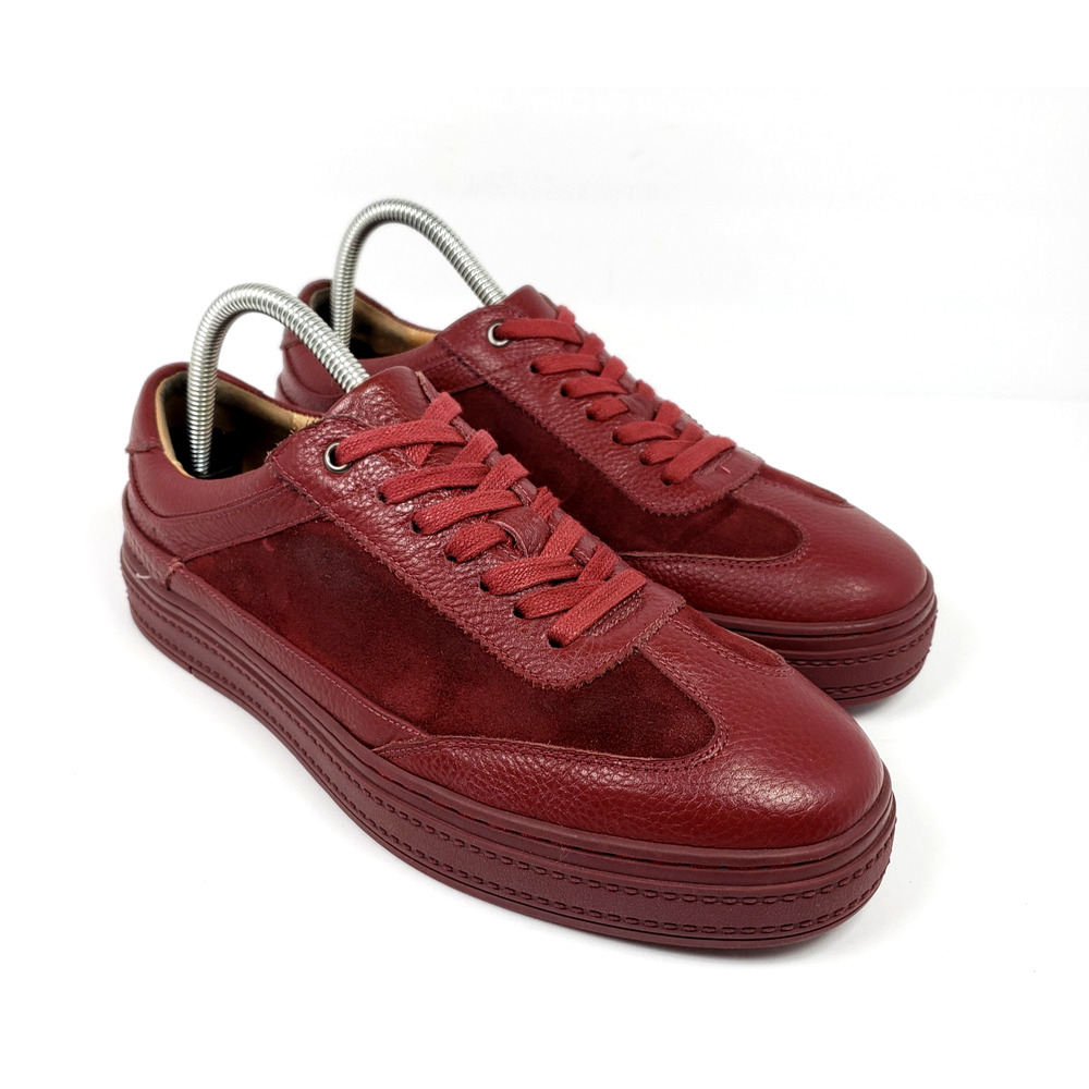 Marc Nolan Captain Mens Size 7 Red Leather Suede Casual Low Sneaker Shoes